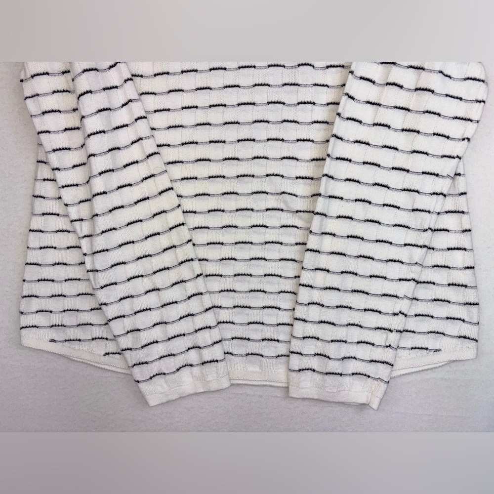 SOUTHERN LADY Sweater Cotton Mock Neck NEW White Black Striped Long Sleeve Large - Picture 6 of 14